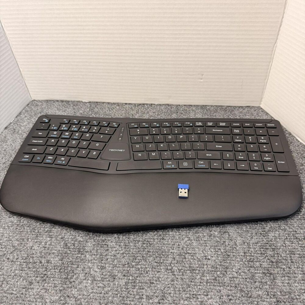 TeckNet TK-KB030 Wireless Ergonomic Keyboard USB-C Rechargeable Black PC Mac